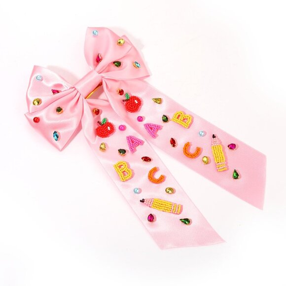 Teacher Hair Bows Rhinestone Large Clips Back To School Teacher Appreciation Gif - Picture 5 of 7